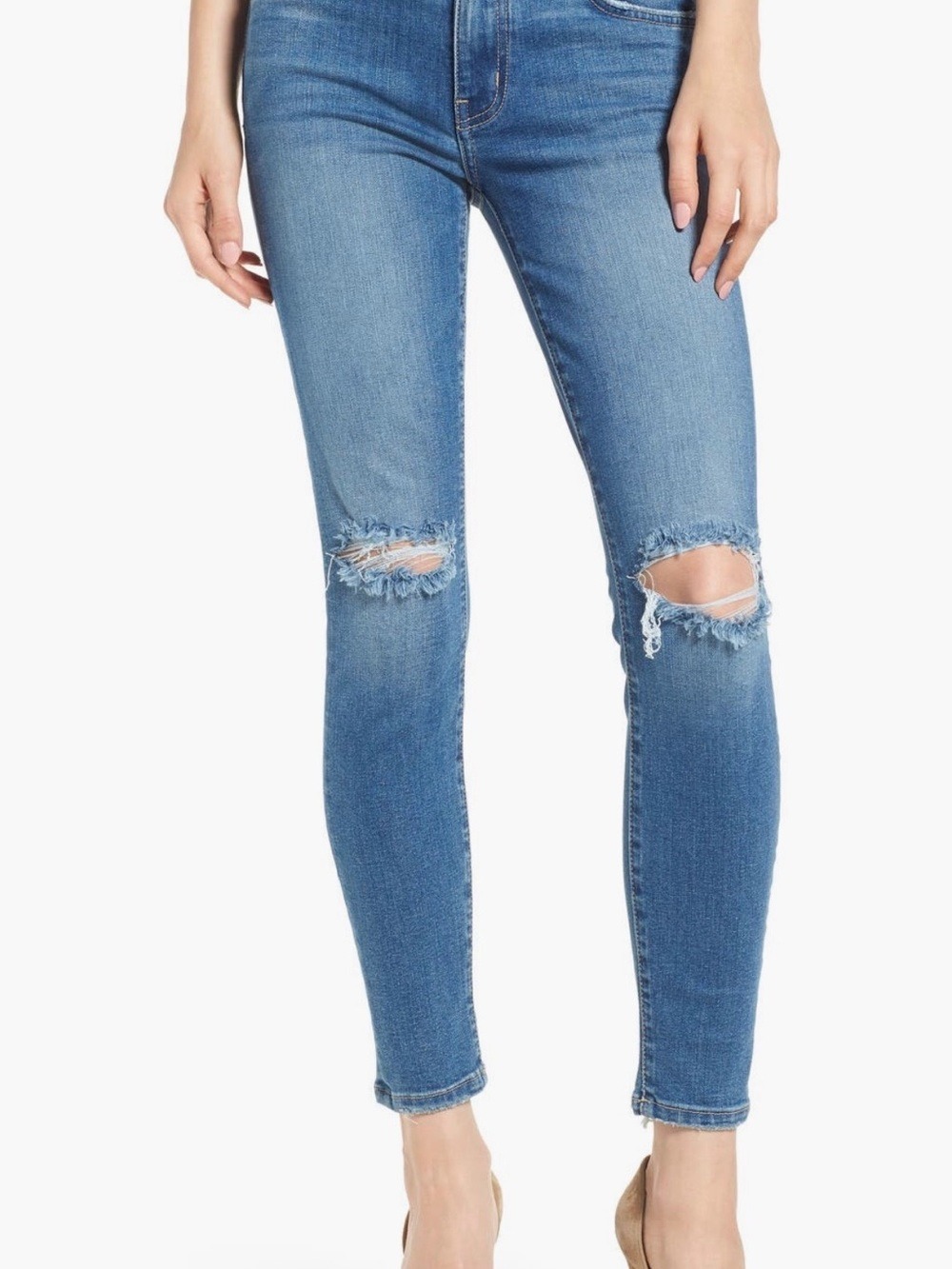 Current/Elliott The Stiletto Ripped Skinny Jeans, Light Blue Size 26